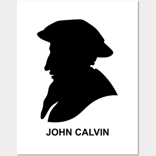 Silhouette of Christian reformer and theologian John Calvin Posters and Art